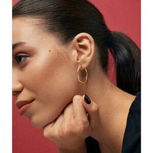 HEY HARPER Ruby Gold Tone Waterproof Hoop Earrings NEW NWT
